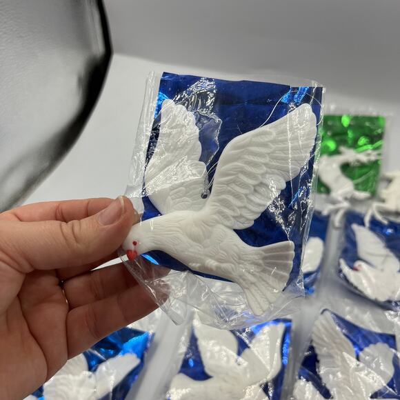 Vtg 8 Kurt Adler Santa's World Turtle Doves & Reindeer Ornaments Hong Kong NOS - Picture 7 of 9